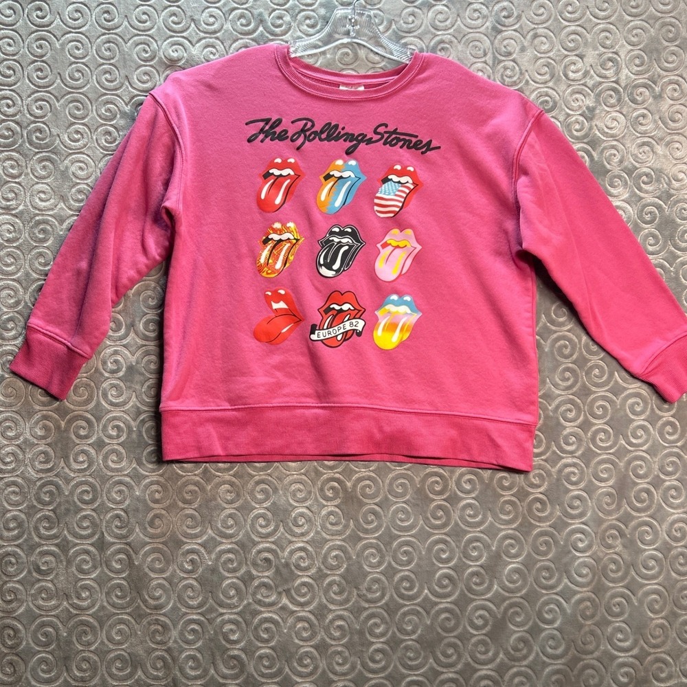 The Rolling Stones Pink Crewneck Sweatshirt Graphic Band Tee‎ Rock Music Size S